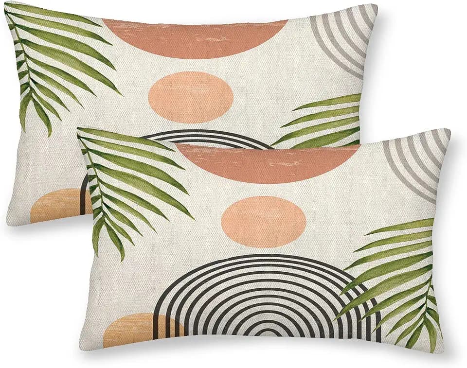 Boho Pillow Covers 12x20 Set of 2, Mid Century Modern Throw Pillow Covers Summer Outdoor Abstact Sunset Decor Cushion Case for Bed Couch Sofa Home Decorative