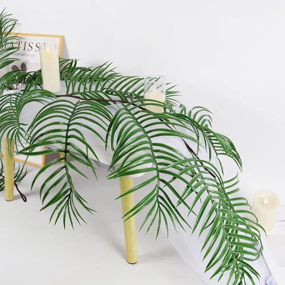 RECUTMS Artificial Palm Leaves Vine 6FT Plastic Tropical Greenery Garland