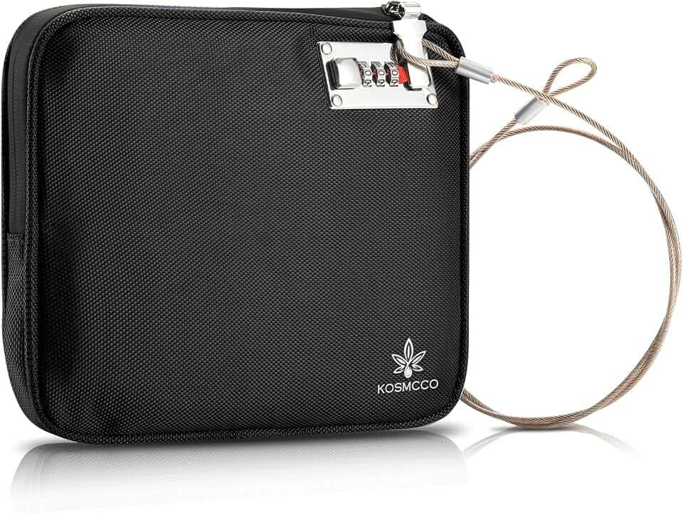 KOSMCCO Anti Theft Beach Locking Bag, Portable Travel Safe, Black