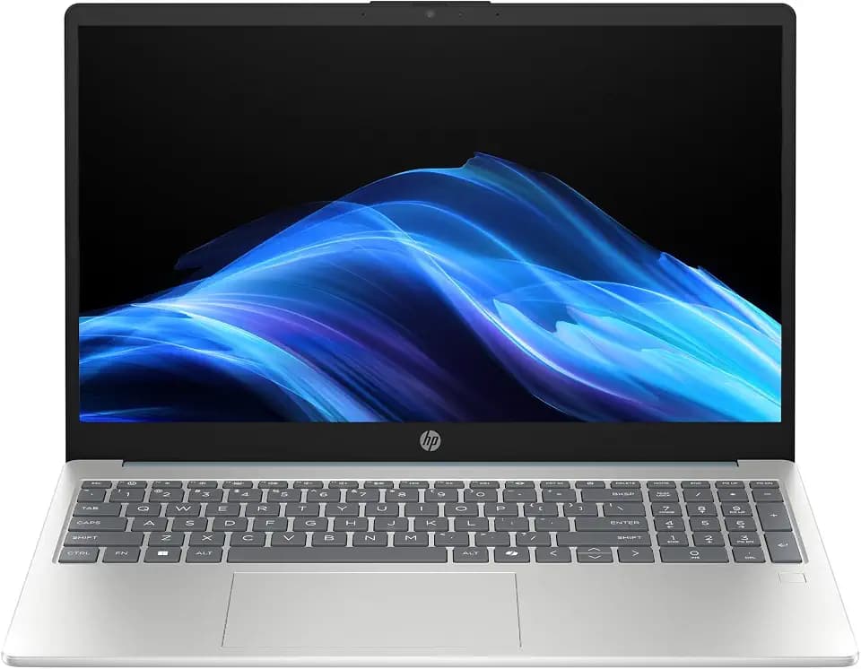 HP 15-fd0402ns Laptop, 39,6 cm (15,6 Zoll), FHD (Intel Core 5 120U, 16 GB RAM, 1 TB SSD, Intel Graphics, Windows 11) Blau, spanische QWERTY-Tastatur