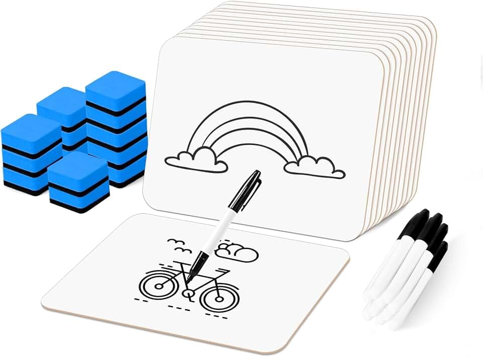 PANDRI 12 Pack Dry Erase Boards with 12 Erasers and 12 Markers, 12.5”x 9”