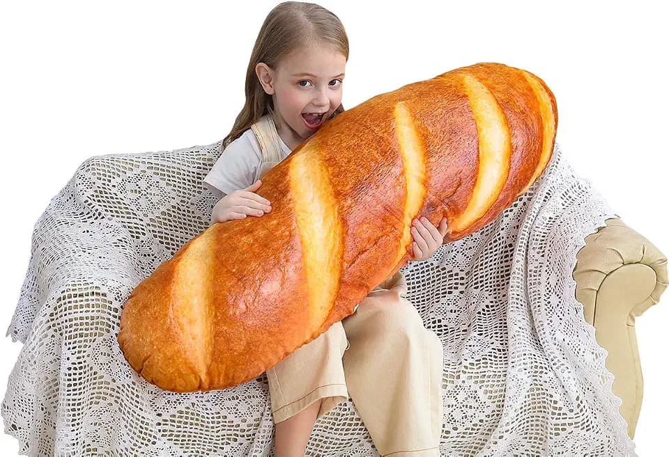 Wepop 40 in 3D Simulation Bread Shape Pillow Soft Lumbar Baguette Plush