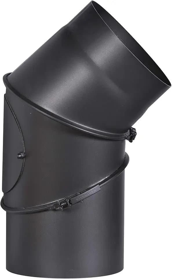 FIREFIX R180/B Ofenrohrbogen aus 2 mm starken Stahl (Rauchrohr) in 180 mm Durchmesser, für Kaminöfen und Feuerstellen, Senotherm, schwarz, 0-90 Grad verstellbar, mit Reinigungstür