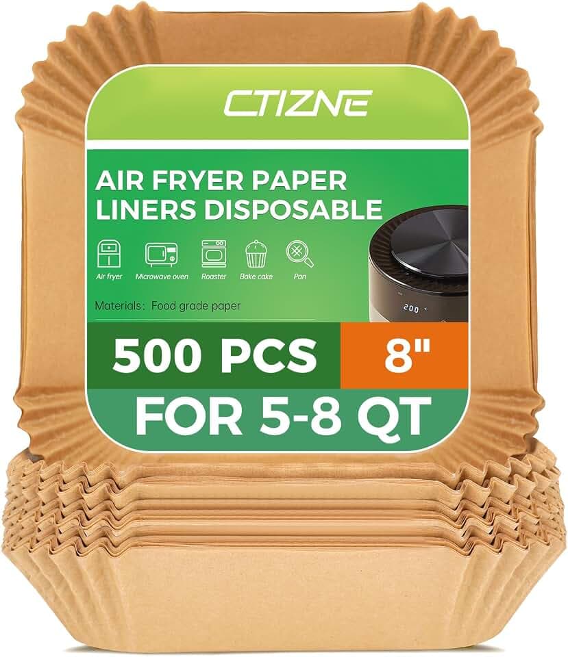 Air Fryer Liners Disposable, 500Pcs Parchment Paper 8" Square for 5-8QT