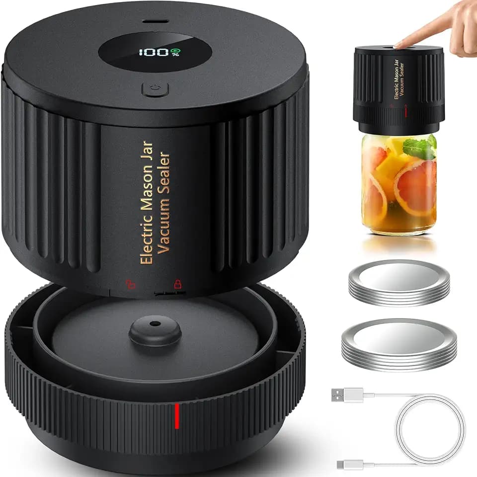 LOVE MOMENT Electric Mason Jar Vacuum Sealer Kit with One Touch Auto-Pause