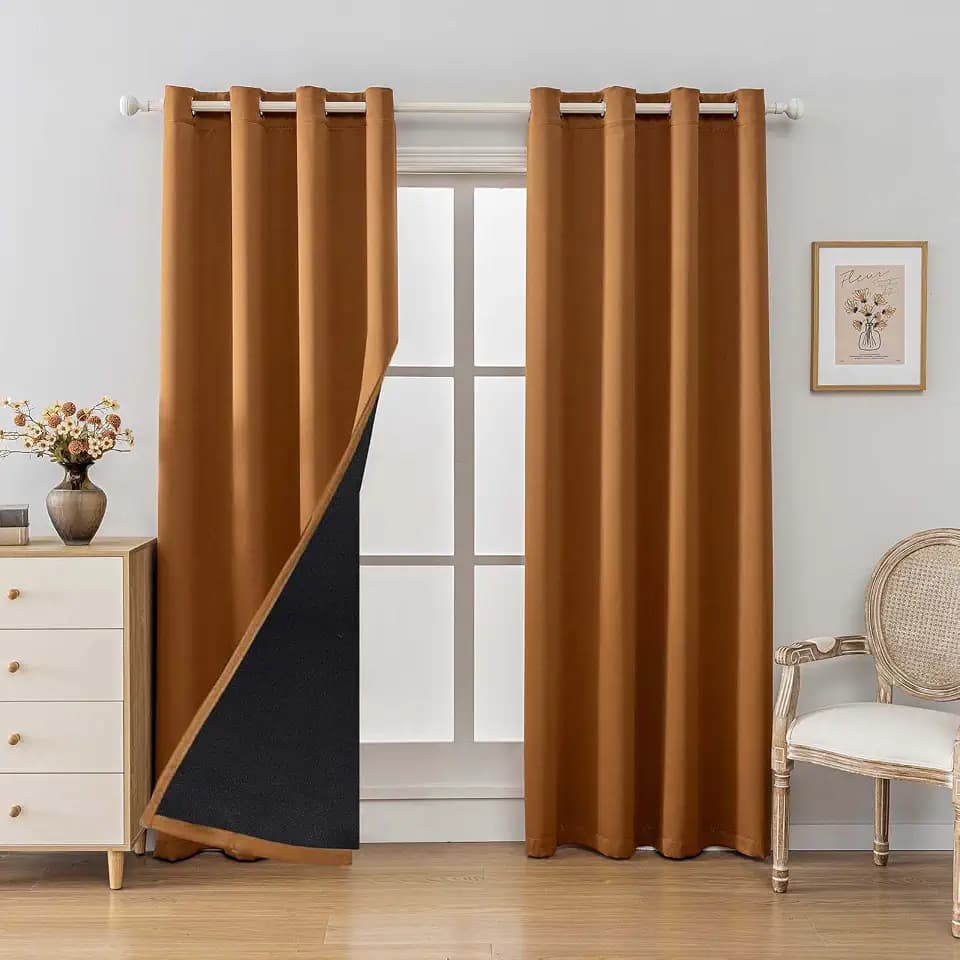 Anytime 100% Blackout Curtain 2 Panels Set,Thermal Insulated Window Drapes for Bedroom,Full Shading Panels (Orange,52W x 84L)