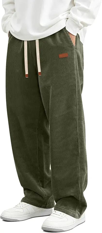 Hardaddy Mens Corduroy Pants Baggy Sweatpants Open Bottom Sweat Pants