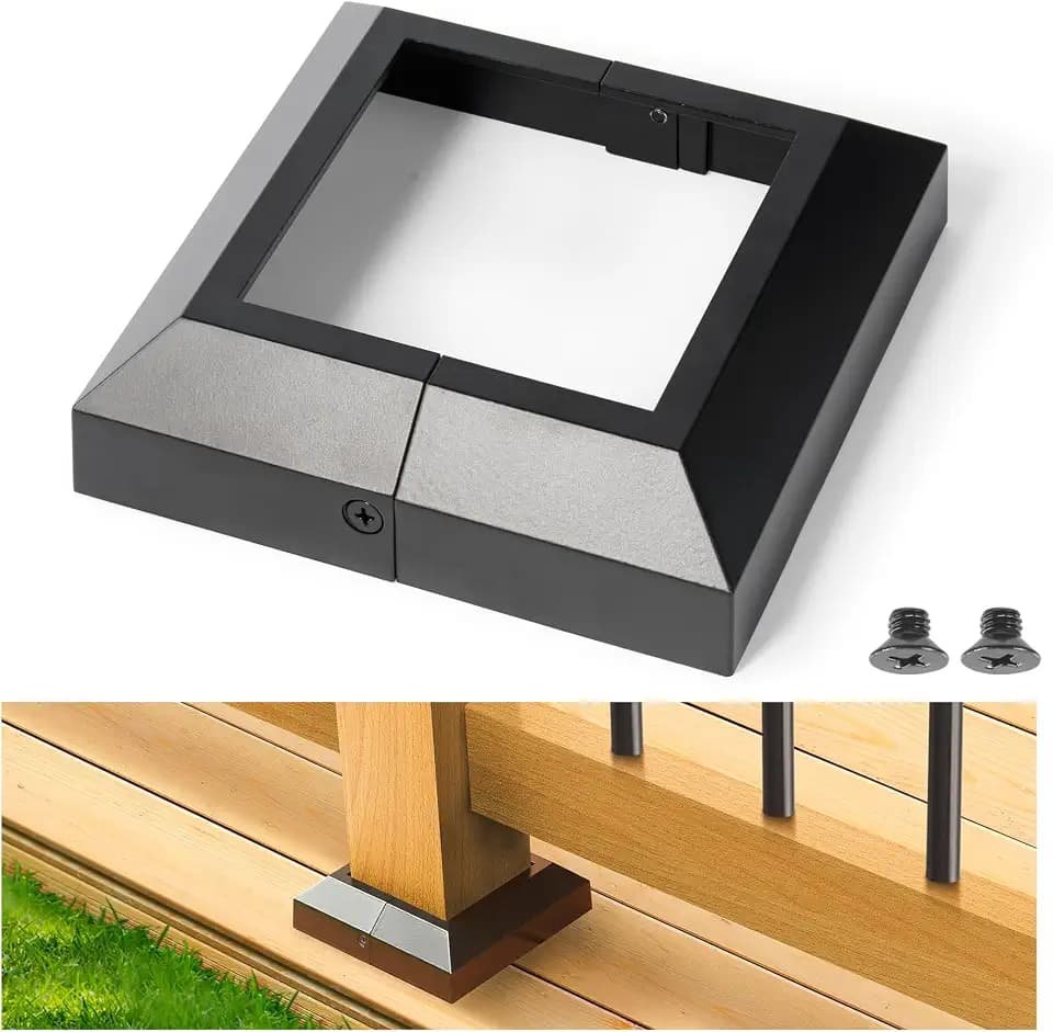 AECXM 2Pack 4"x4" Aluminum Deck Post Base Cover, Split Post Cover Skirts for Deck Railings丨Stairs丨Porches Black