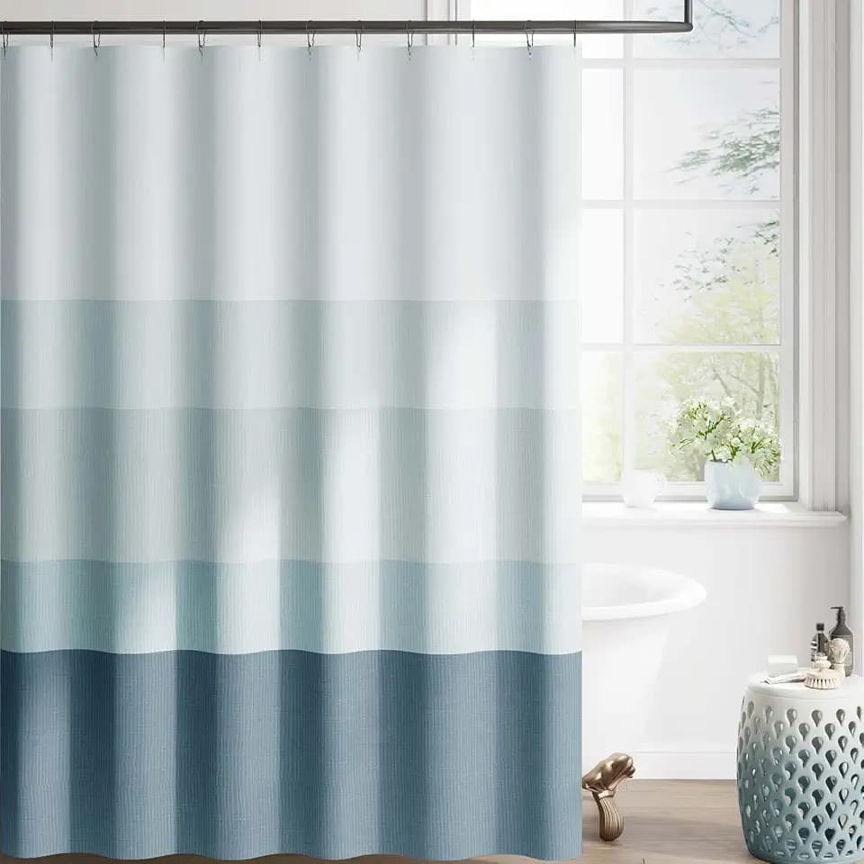 jinchan Extra Long Blue Shower Curtain for Bathroom 70x84 inch 12 Hooks