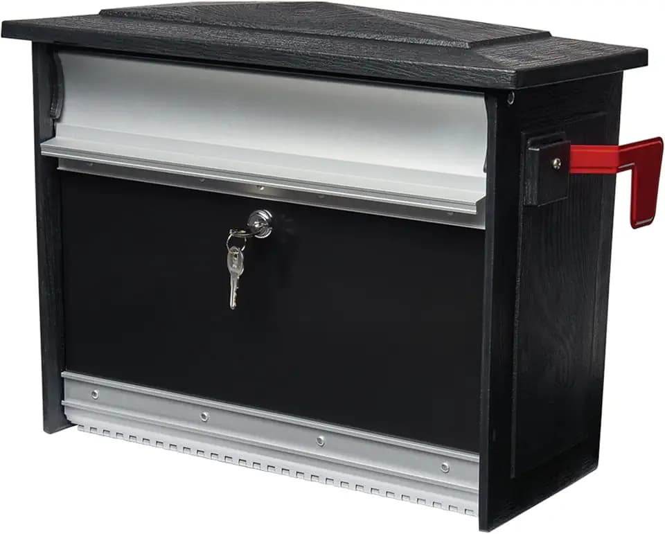 Architectural Mailboxes Mailsafe Locking Wall Mount Mailbox, Black, Medium