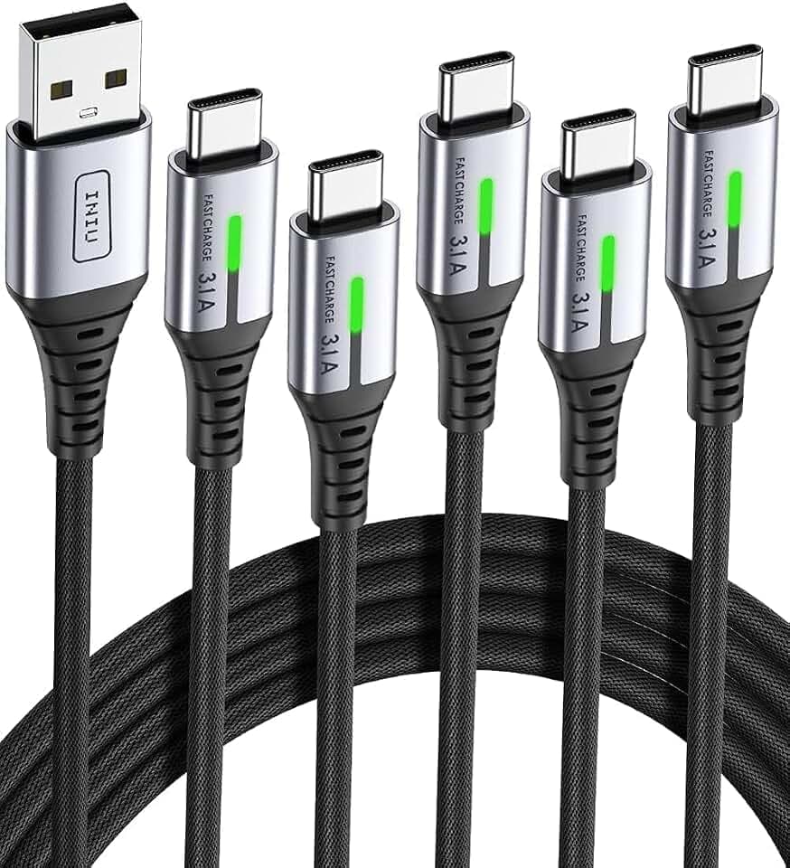 INIU USB C Kabel, 5 Stück 2+2+1+1+0.5m USB A auf USB C Schnellladekabel