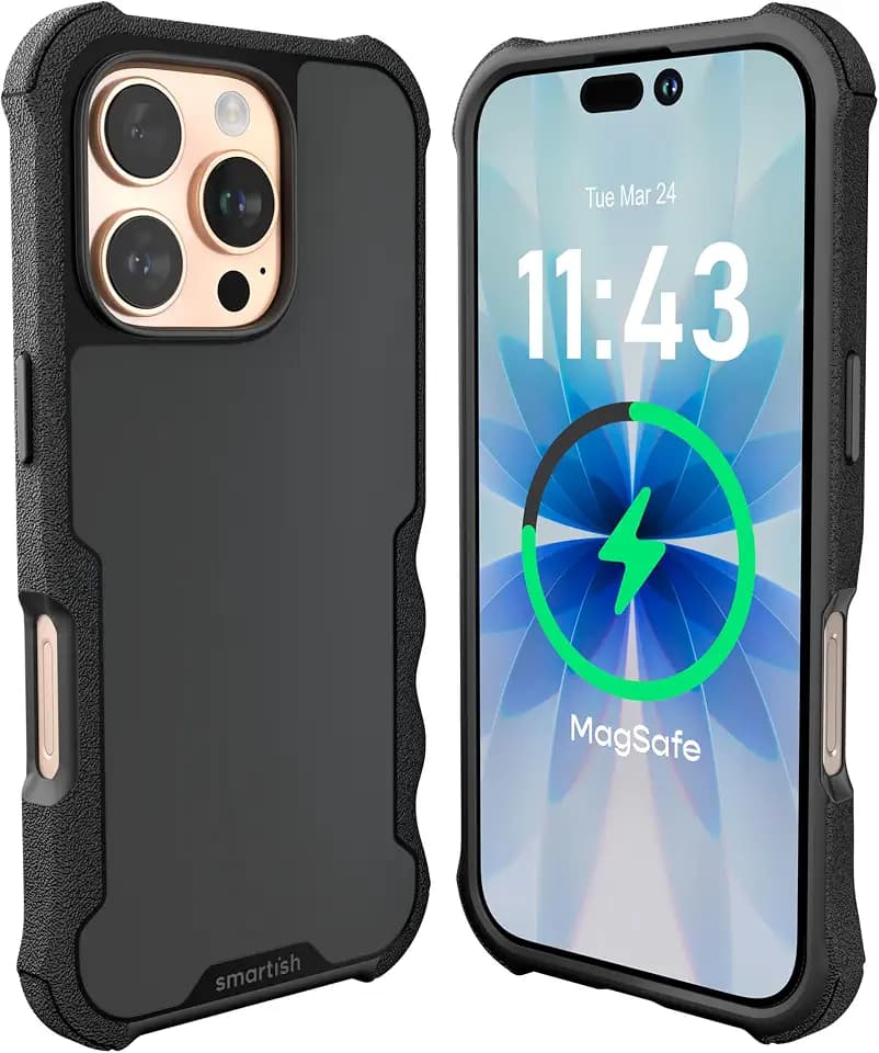 Smartish iPhone 16 Pro Case MagSafe, Gripzilla, Heavy Duty Grip, Black