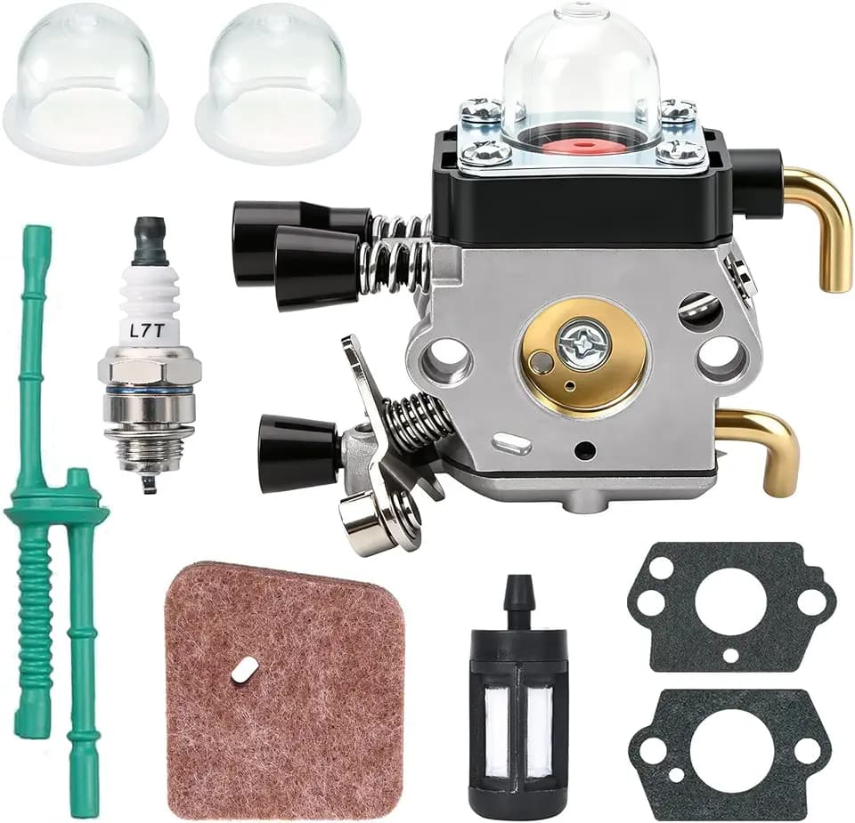 Vergaser für STIHL Motorsense FS38 FS55 FS45 KM55 HL45, Ersatzteil FS 38 Vergaser Freischneider FS 55 Zubehör Vergasersatz mit Dichtung, Luftfilter, Zündkerze, Primer Pumpe