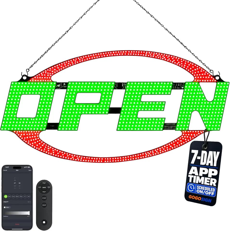Bright LED Open Sign for Business With Remote Control And Timer, 33" X 16"