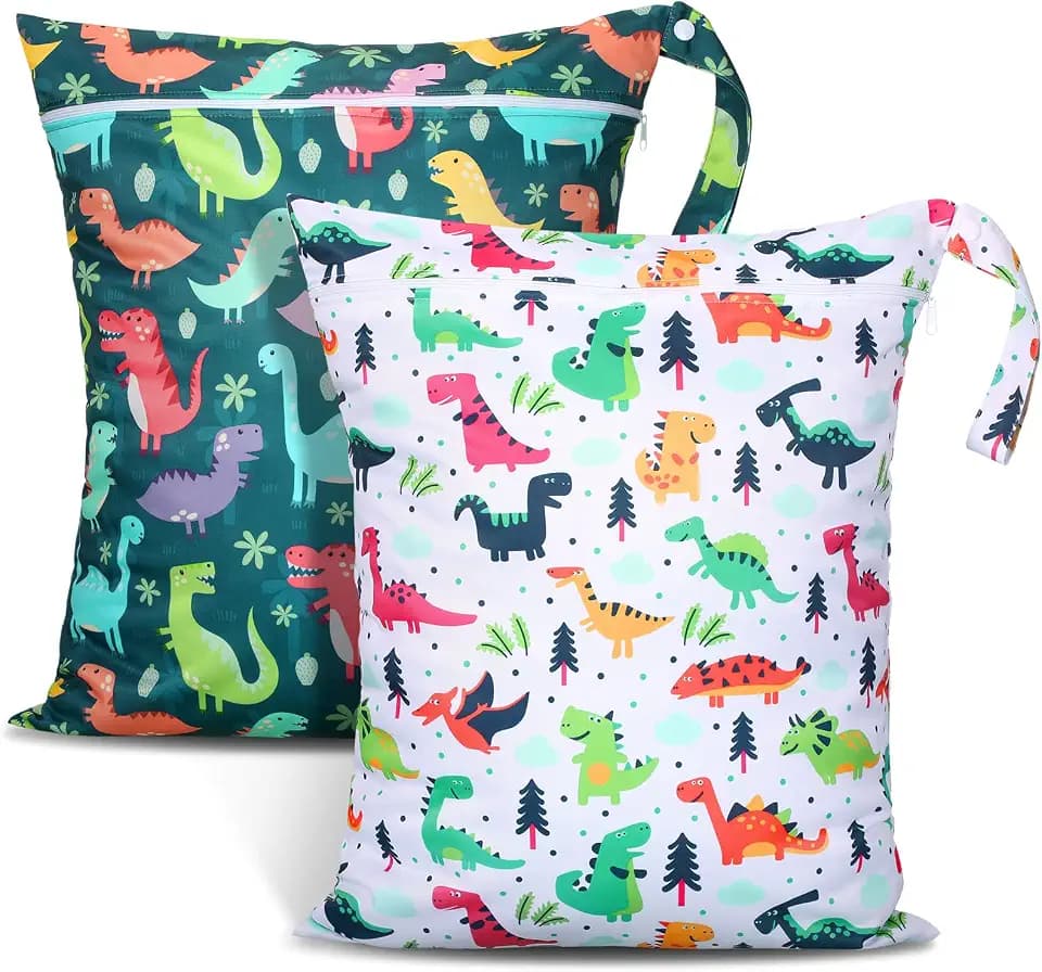 Shappy 2 Pack Wet Dry Bag Travel Laundry Waterproof,Dinosaur Style