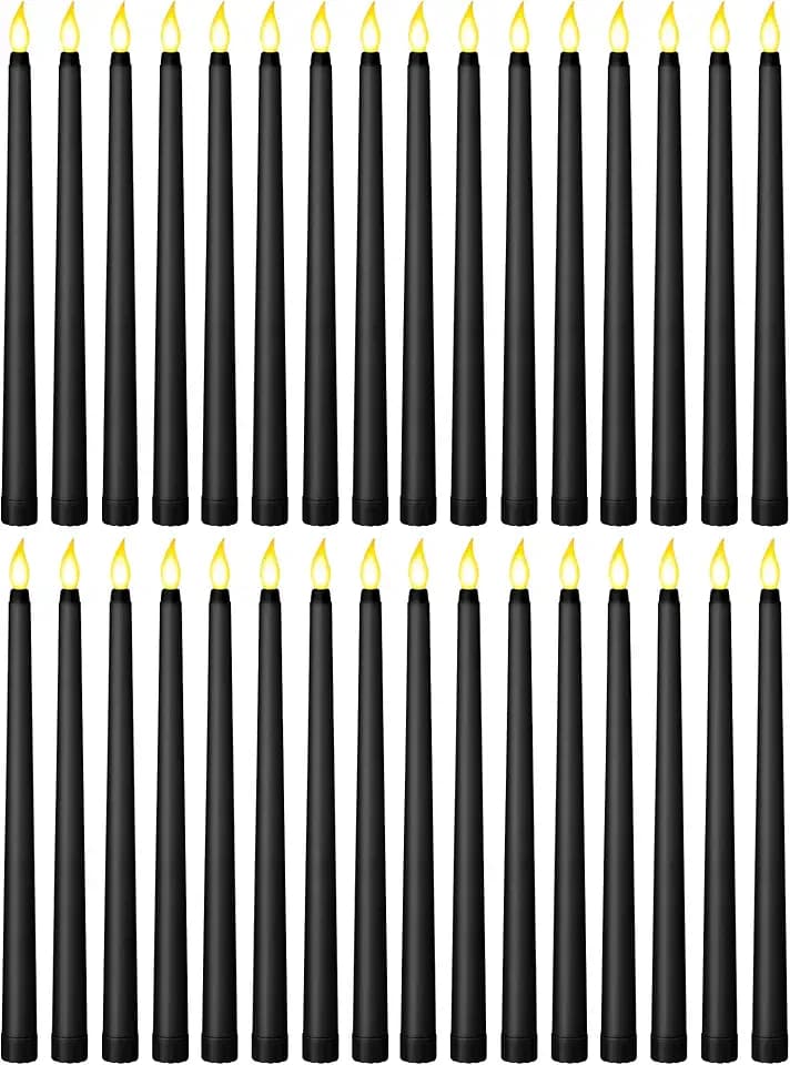 Retisee 30 Pcs 11 Inch Flameless Taper Candles LED Candles Bulk, Black