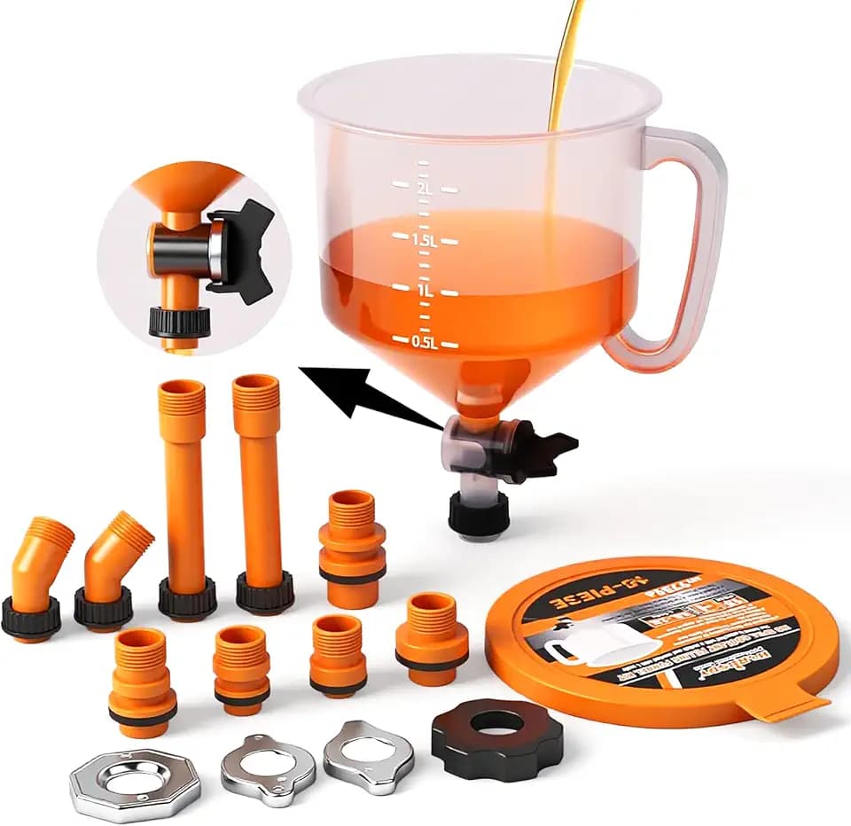 HORUSDY Kühlmitteltrichter-Set mit Ventilschalter, Heizkörper-Entlüftungstrichter-Set, universell passend für jedes Fahrzeug (15-teilig)