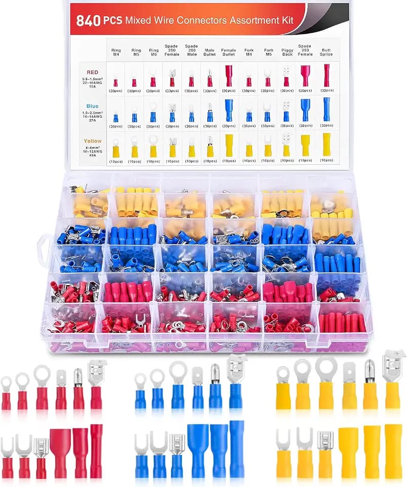 Nilight 840PCS Mixed Quick Disconnect Electrical Insulated Crimp Terminals
