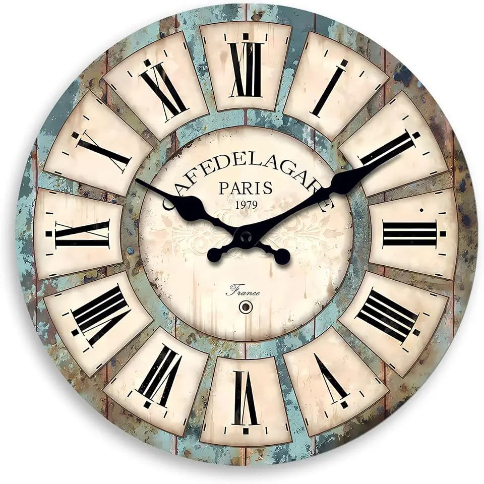 Wood Rustic Silent Wall Clocks for Living Room 24 Inch