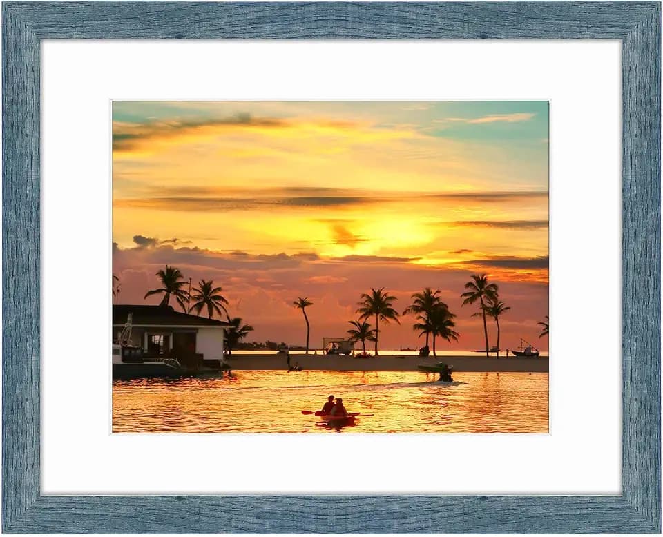 Frametory 11x14 Picture Frame Matted to 8.5x11 Blue, 1 Pack