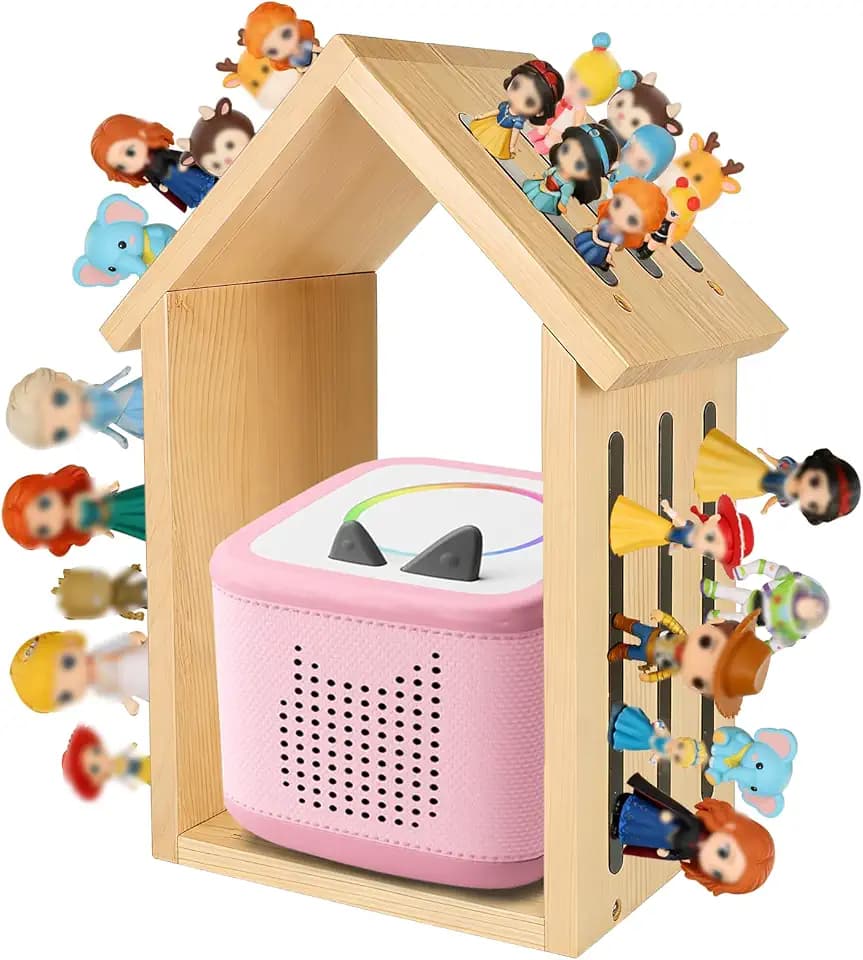for Tonies Shelf Magnetic Wall-Mount/Desktop House-Shaped Floating Storage Shelf, Wooden Display Organizer for Tonies Storage, Figure Organizer Rack for 12-40 Figurines Collection