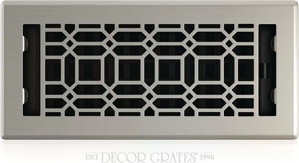 Decor Grates NGH410-NKL New Gothic Floor Register, 4 x 10 Inches, Plated Nickel