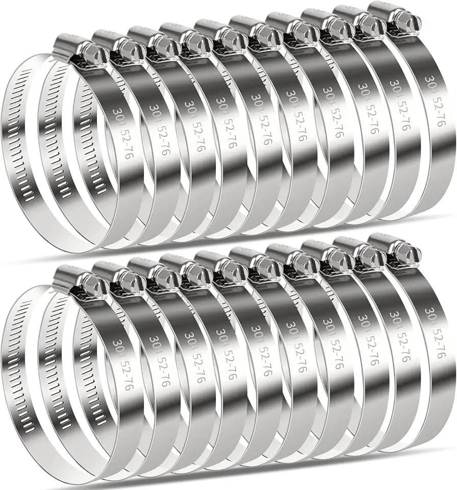 20 Pack 3 Inch Hose Clamp, Stainless Steel Hose Clamps for 2 Inch to 3 Inch Hose Pipe Large Adjustable Worm Gear Hose Clamps Assortment Kit for Automotive Radiator Fuel Line, Mechanical
