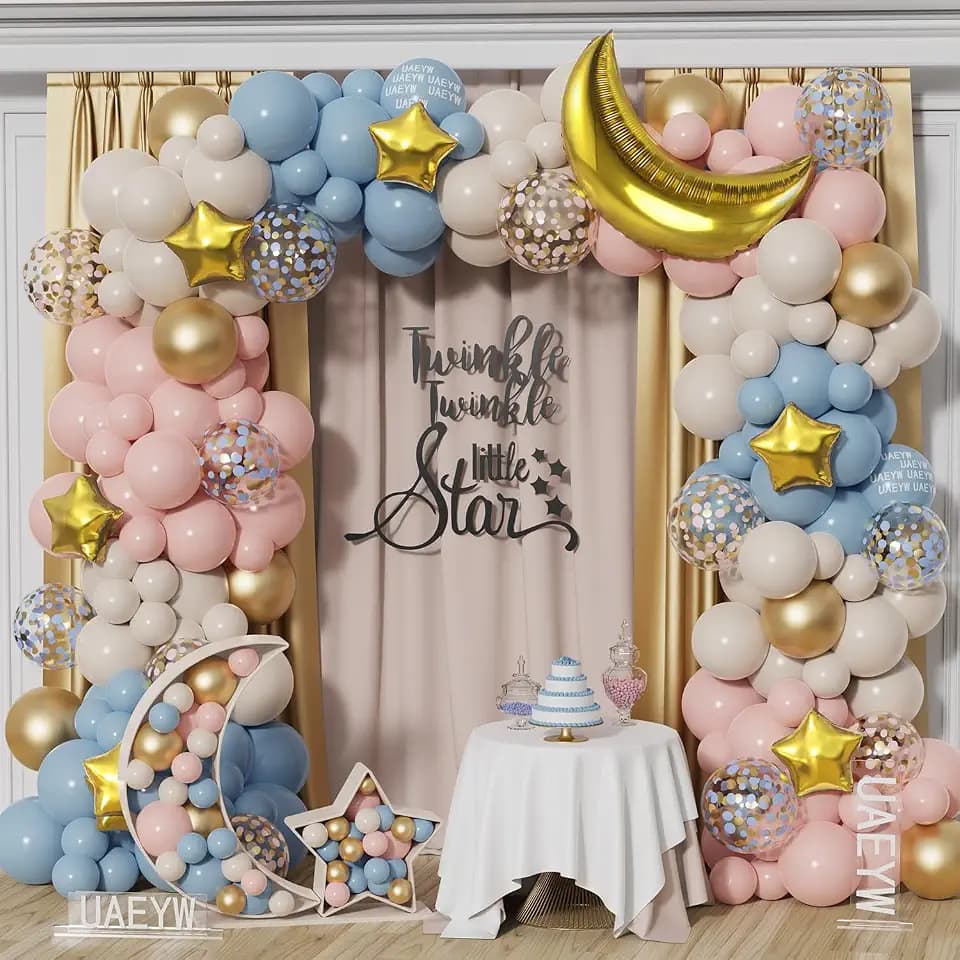 127Pcs Pink Blue Gold Gender Reveal Balloon Garland Arch Kit