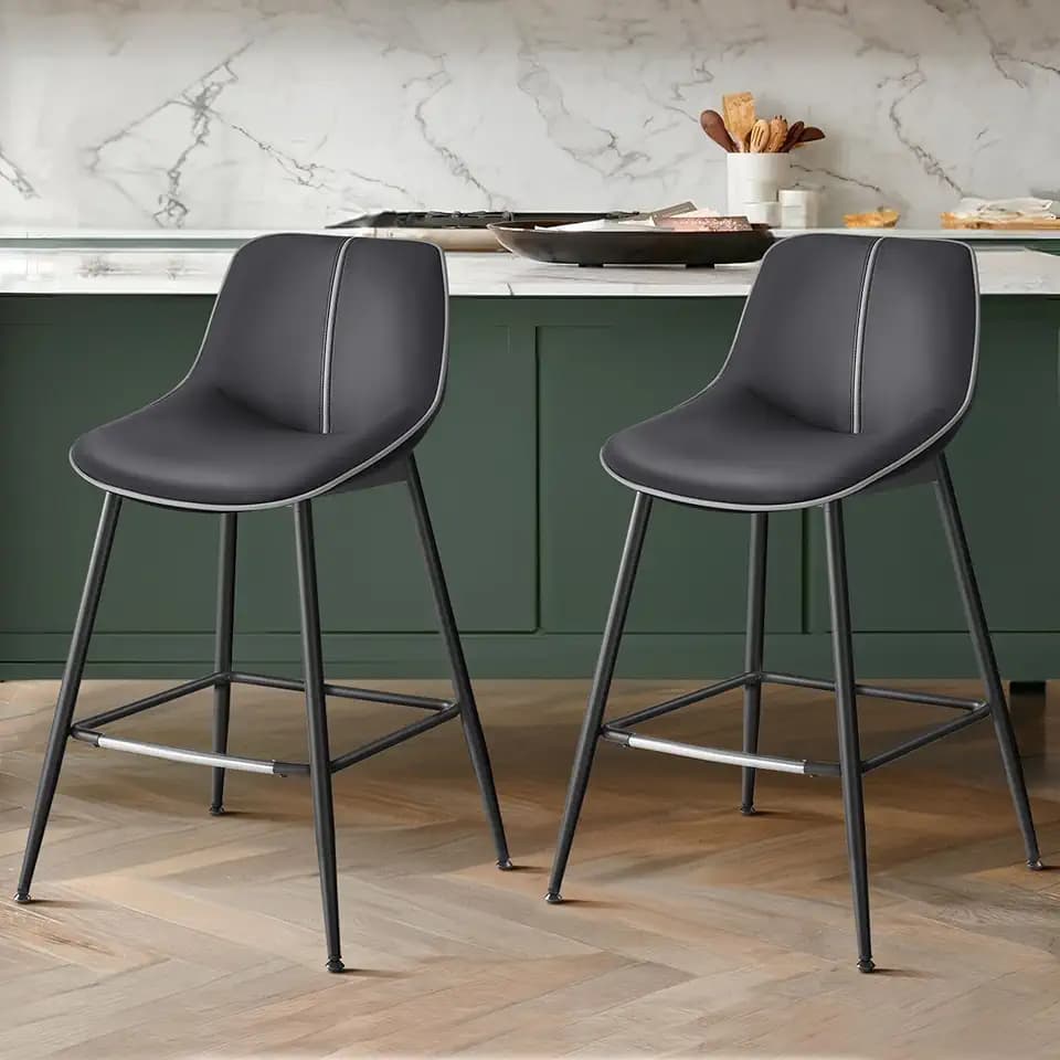 VASAGLE Bar Stools Set of 2, Counter Height, with Back, 24.8-Inch