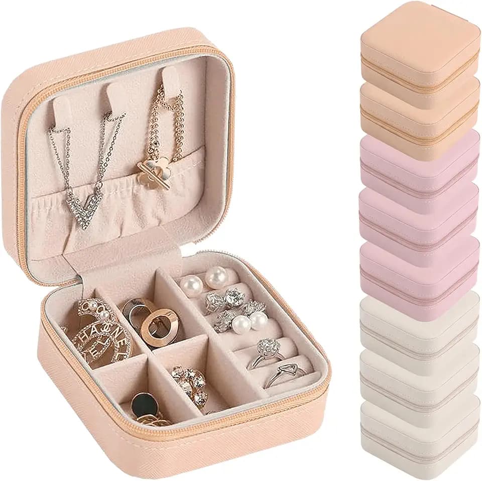 18 Pack Travel Jewelry Case Bulk, 3 Color 4×4×2 in Mini Portable Jewelry Box Organizer for Rings Earrings Necklaces, PU Leather Small Travel Jewelry Case Set for Women Bridesmaids Gifts