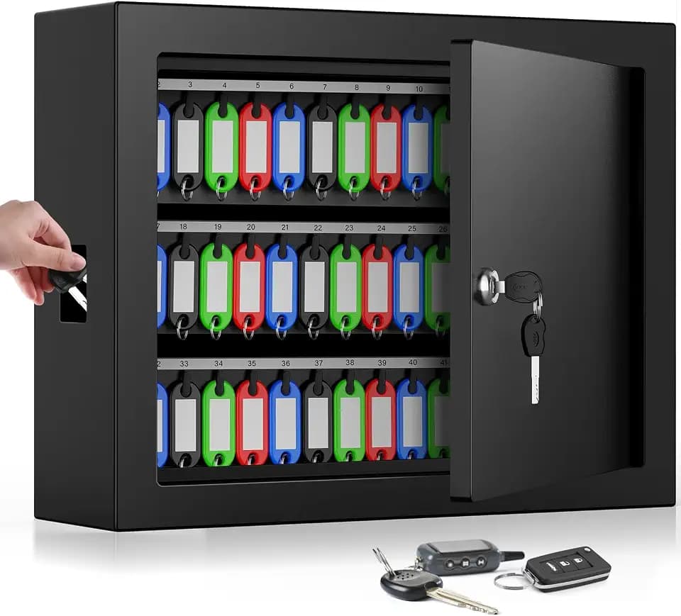 Nebakne 75 Keys Key Lock Box Wall Mount with Color Tags and Numbered Hooks