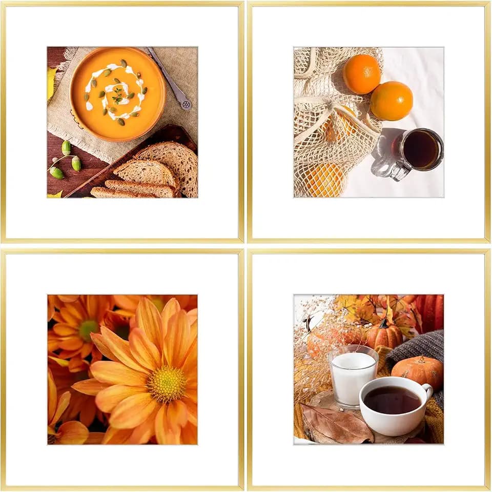 Golden State Art 4 Pack 12x12 Gold Aluminum Picture Frame Mat for 8x8