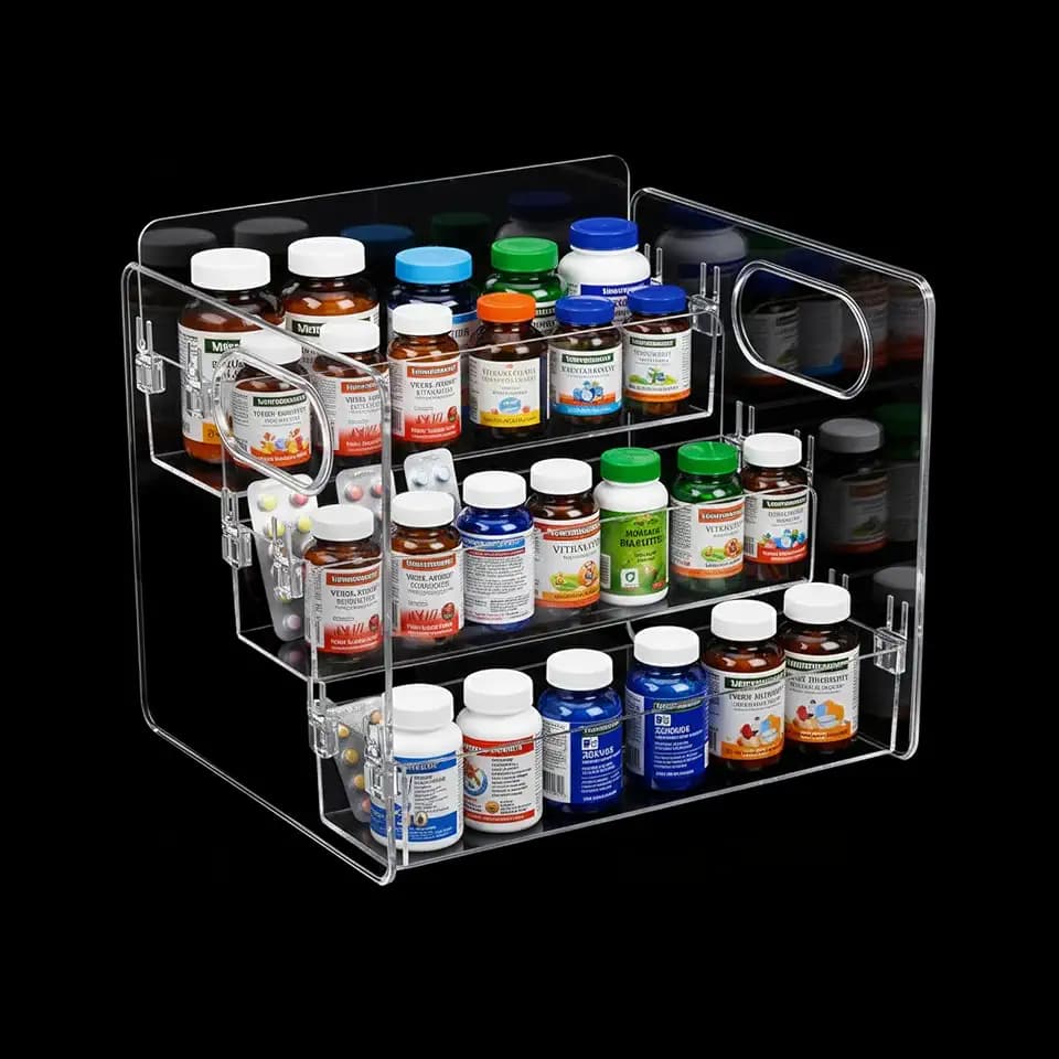 3-Tier Vitamin Storage Organizer, Organizer For Vitamin Bottles And Medicine Bottle, Vitamin Bottle Organizer For Countertop, Bathroom Cabinet Storage Items Are Clearly Visible (1, 9.7x8.3x7.9)