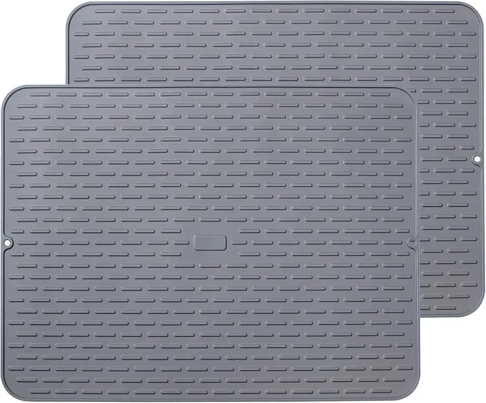 To encounter Silicone Dish Drying Mat - Extral Large 20" x 16" - Set of 2 Flexible Rubber Drying Mat, Heat Resistant Silicone Trivet, Countertop Mat, Dish Draining Mat, Sink Mat