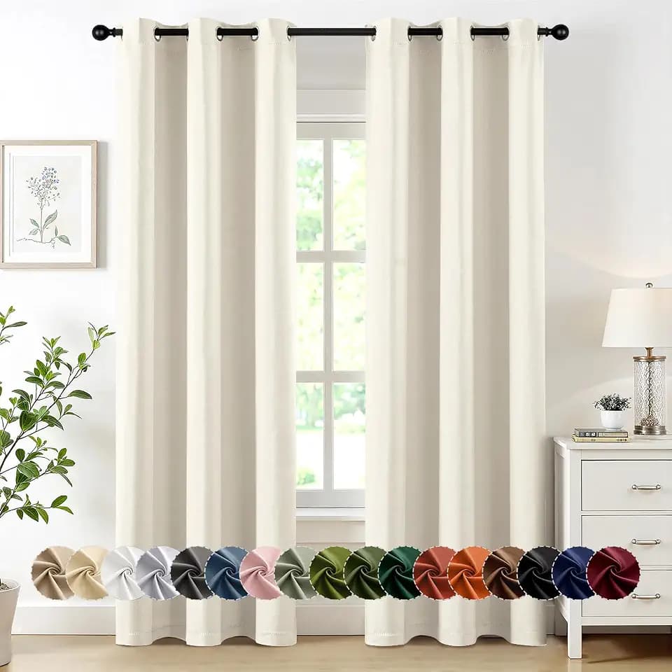 MIULEE Blackout Curtains for Bedroom 2 Panels 40 x 72 Inch Long Beige White