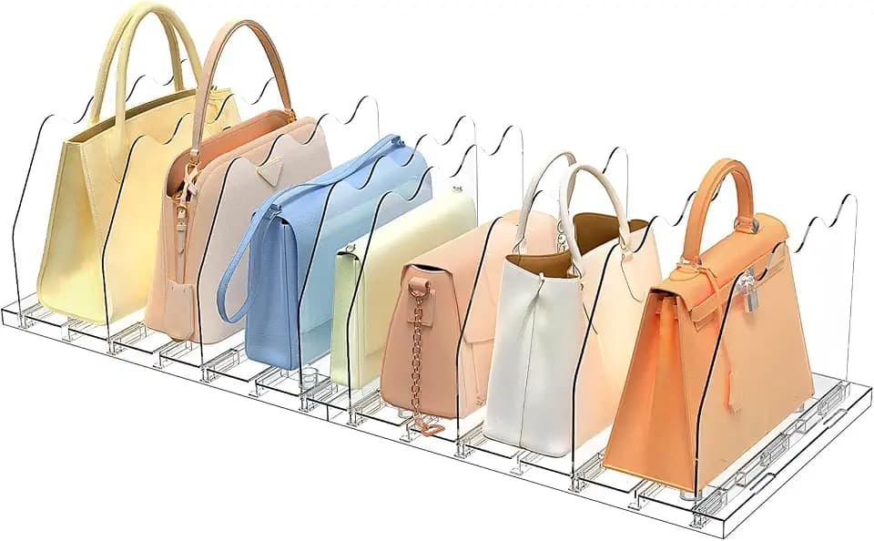 SOYO Adjustable Shelf Dividers for Closet, Purse Organizers for Bag, Clear