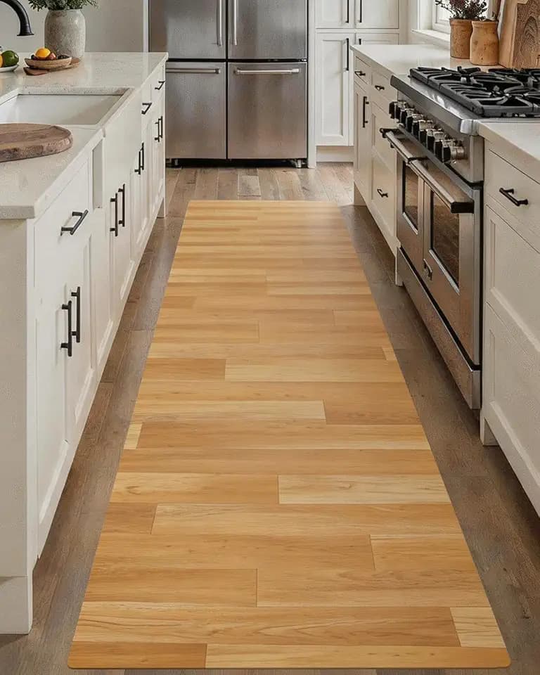 3'×10' Non Slip Vinyl Floor Runner Waterproof 1.8mm Thick,Woodgrain Pattern Vinyl Runners for Hallway , Kitchen, High Traffic, Low Profile Area Plastic Floor Runner,Wear Resistant PVC Rug Cover Roll