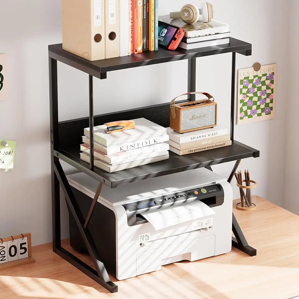 aboxoo Printer Stand for Desk to Save Space, Metal+Wood for Home Office