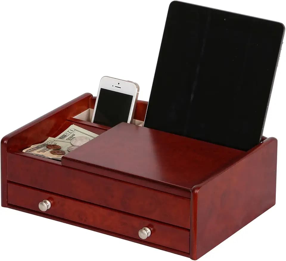 Mele and Co Davin Men’s Dresser Valet Wooden Jewelry Box