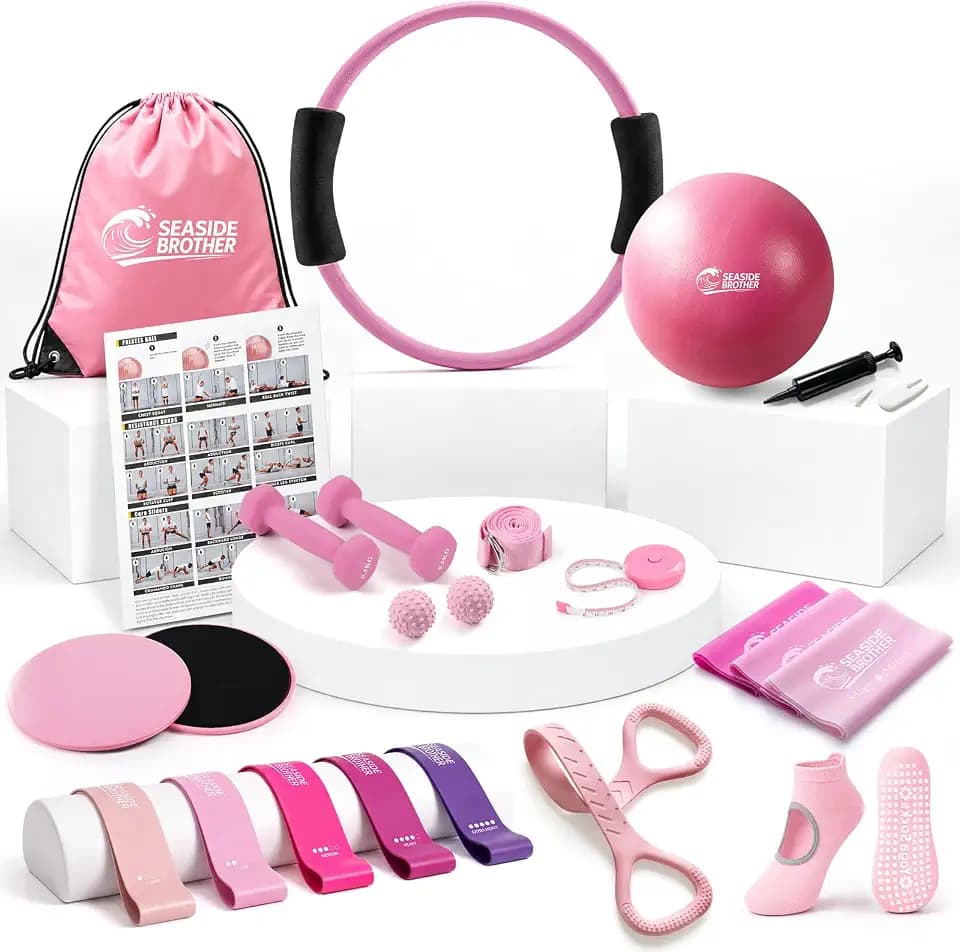 25-in-1 Pilates Kit for Home Workouts, Pilates Essentials Kit for Women