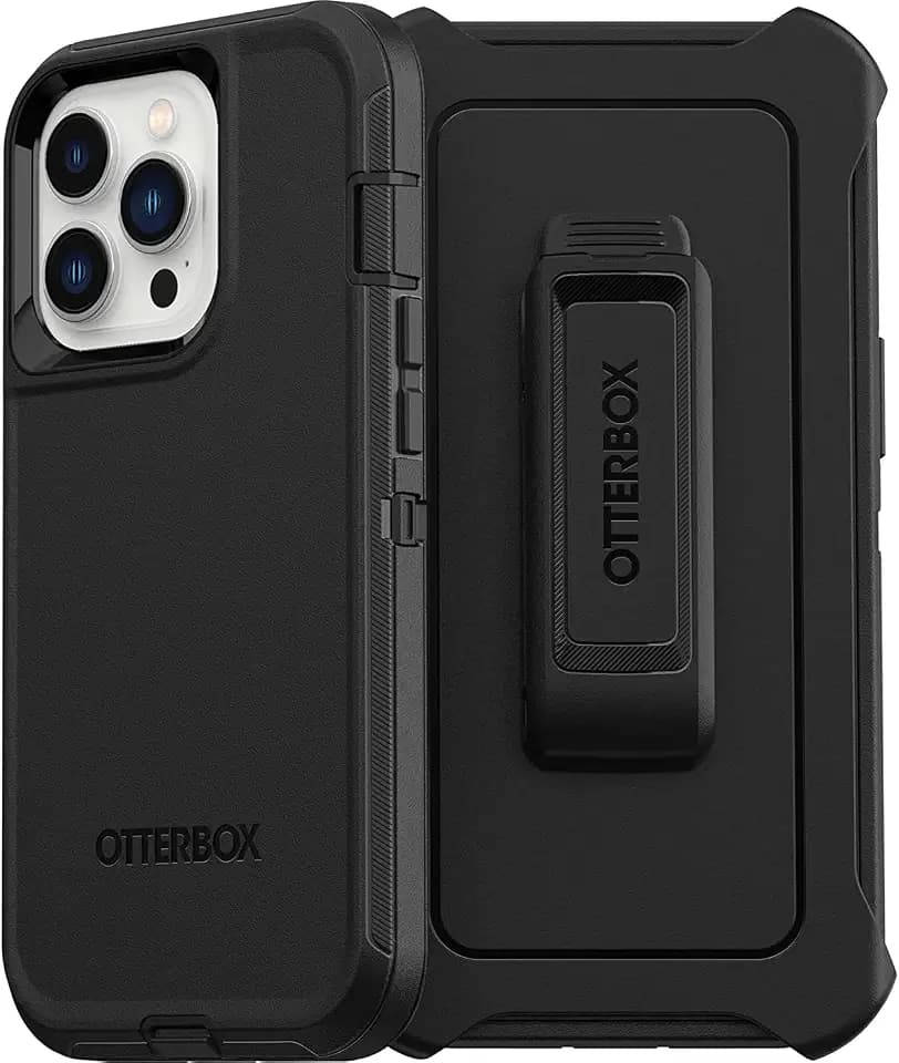 OtterBox iPhone 13 Pro (ONLY) Defender Series Case - Black, Rugged & Durable, with Port Protection, Includes Holster Clip Kickstand