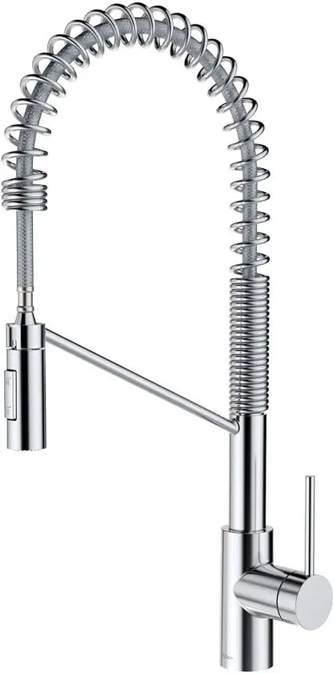 KRAUS Oletto Commercial Style Single Handle Pull Down Kitchen Faucet with QuickDock Top Mount Installation Assembly in Chrome, KPF-2631CH