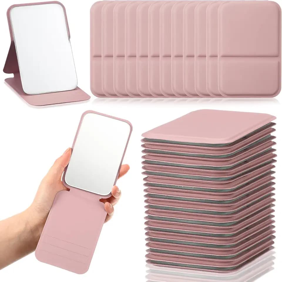Compact Portable Mirror Bulk, Rectangle, Pink, 12 Pcs