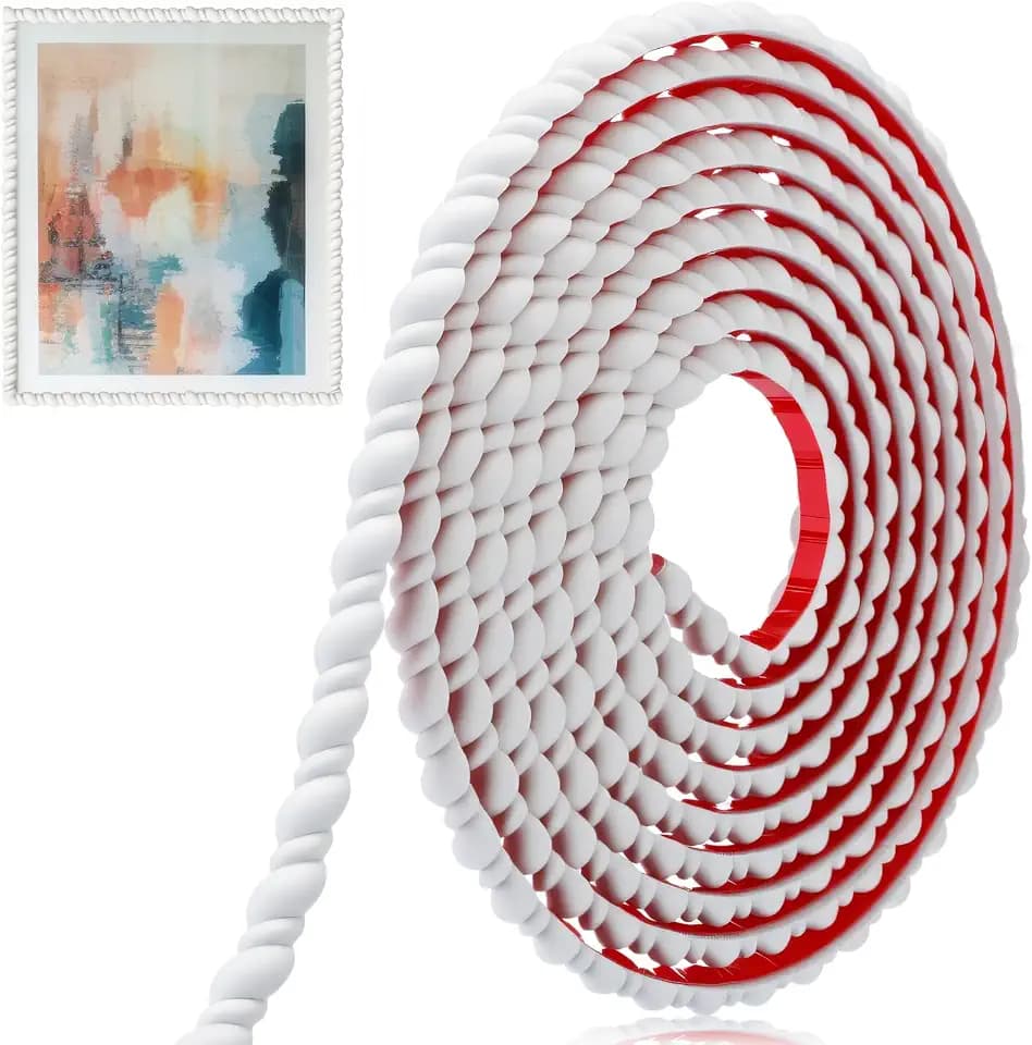 1 Pcs White Peel and Stick Molding Trim, 16.4 ft x 0.59 in
