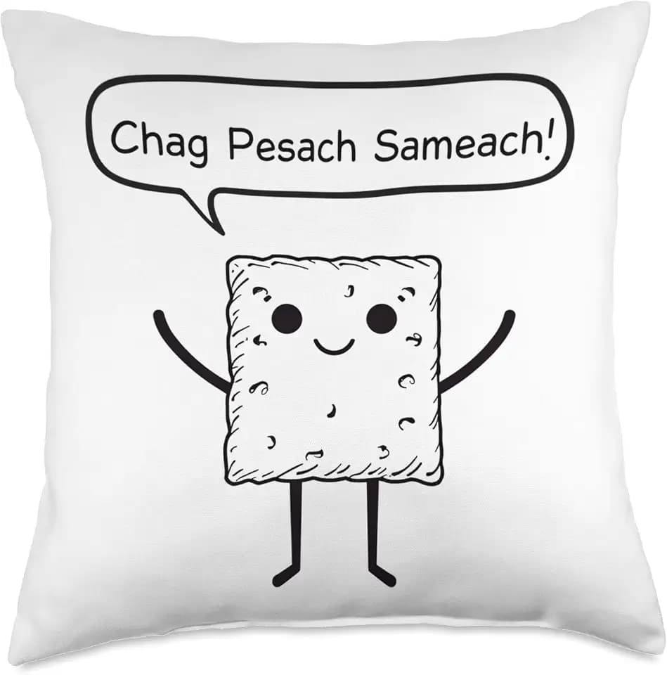 Jewish Passover for Kids Cute matzah Cracker Funny Holiday Throw Pillow