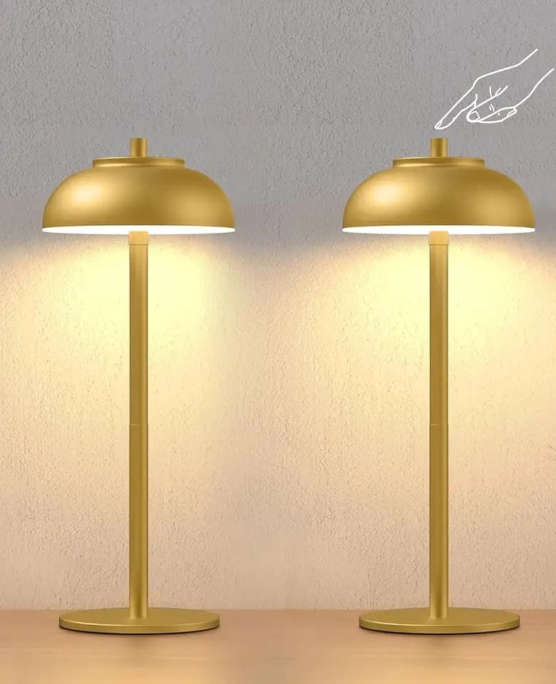 Cordless Table Lamps, Rechargeable LED Touch Lamp, Gold, 2 Pack
