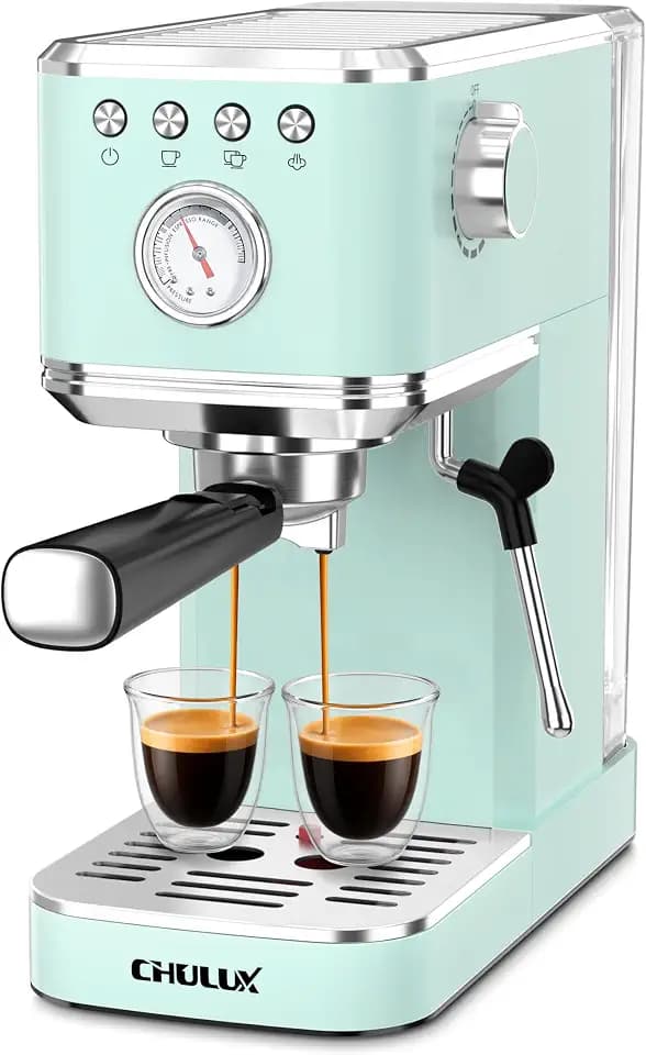 CHULUX Slim Espresso Machine with Milk Frother for Home Latte, Pastel Green