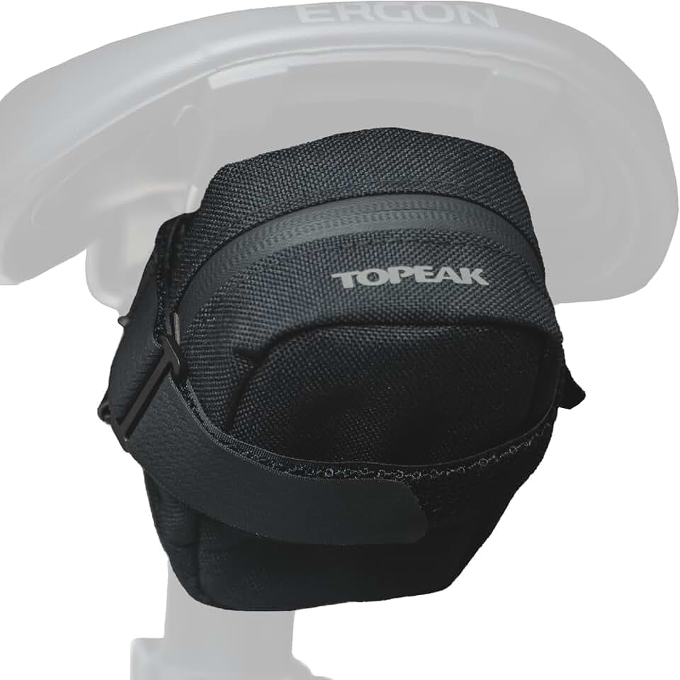 Topeak Elementa Seatbag – Compact Under-Saddle Bike Bag (Black, Size S), 0.3L Capacity, Hook & Loop Mount, 1000D Polyester Construction