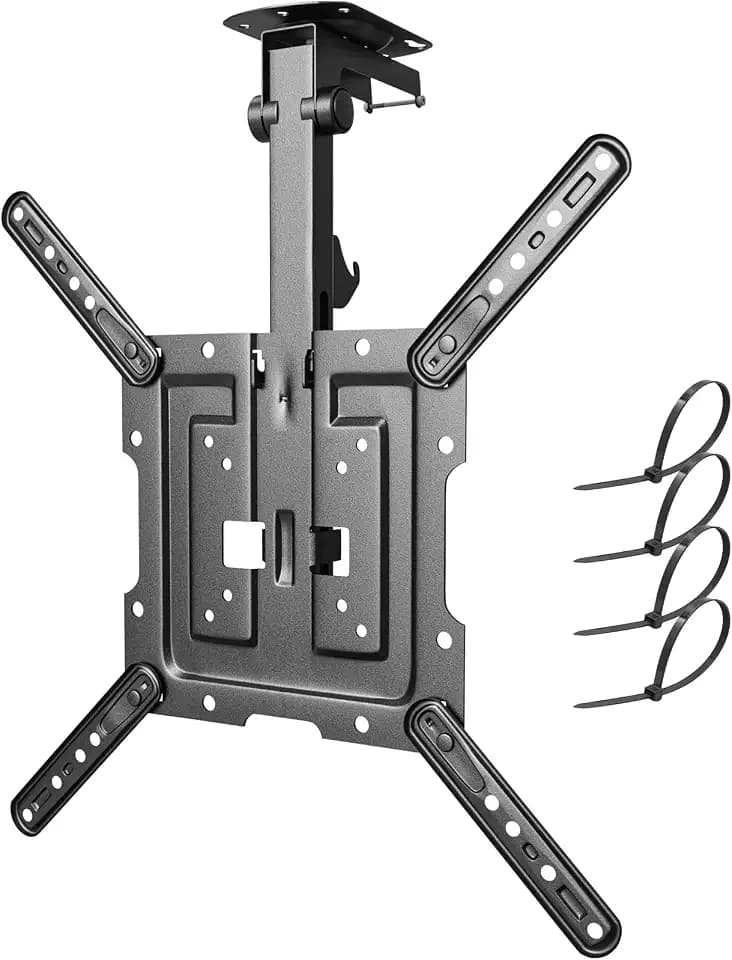 PUTORSEN 23-55 Zoll TV Deckenhalterung schwenkbar, Klappbar Höhenverstellbar Deckenhalterung für Fernseher, Fernseher Halterung für Flachdach oder Dachschrägen, Max Traglast 20KG, Max VESA 400x400mm