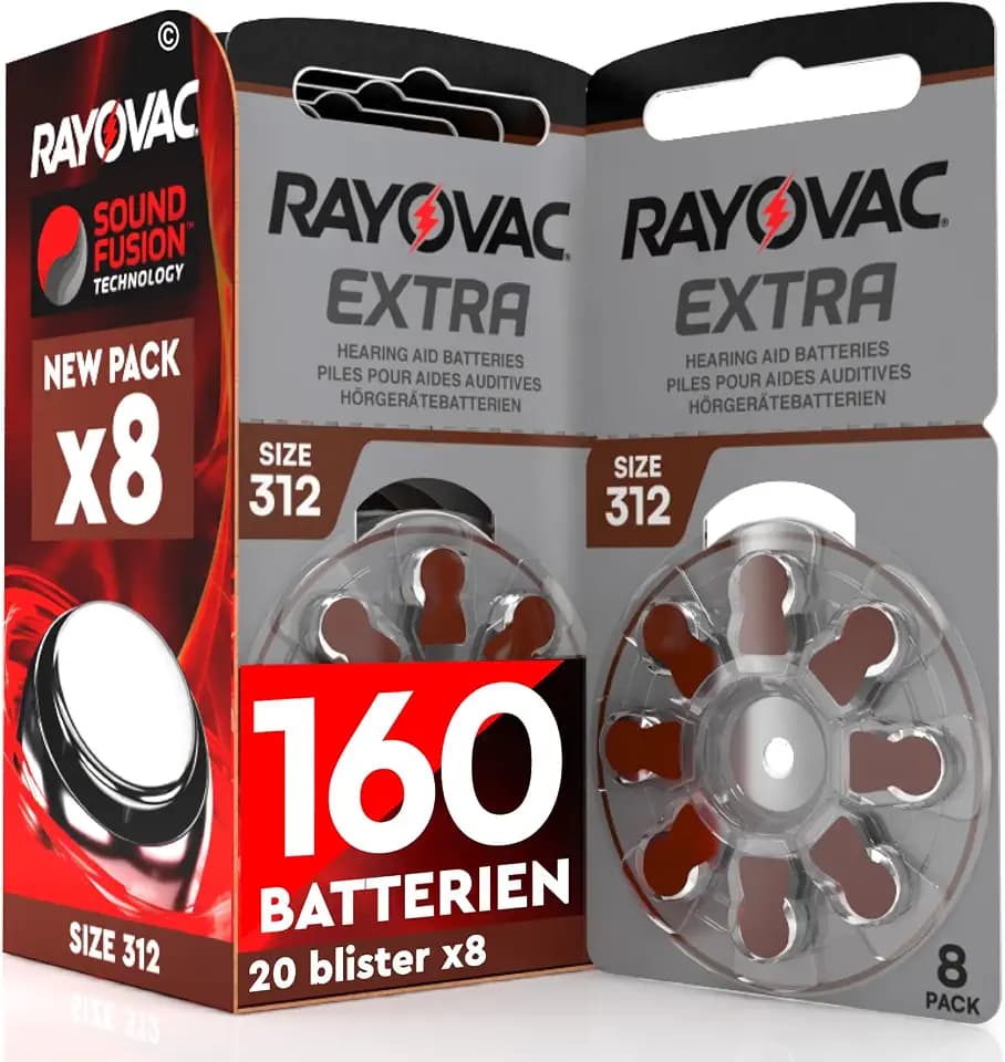 Rayovac Extra Size 312 Hörgerätebatterien PR41 Braun - 160 Batterien